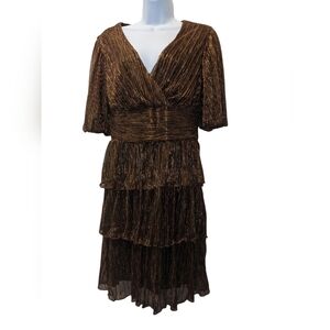Alexa B copper Bronze shimmer tiered Dress 8 new